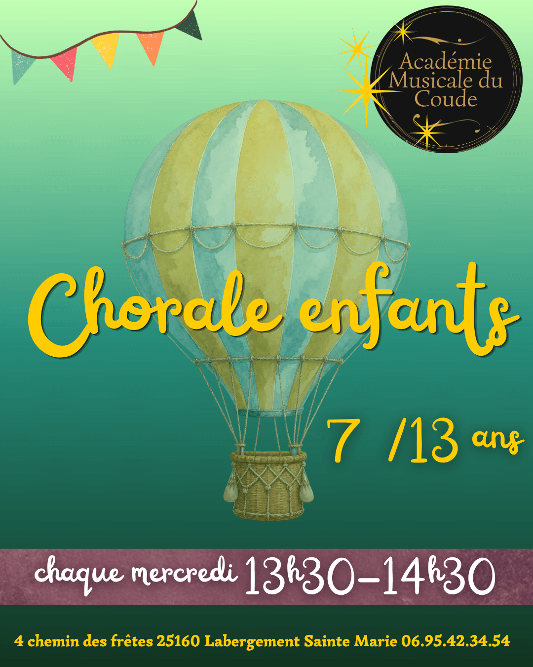 Affiche de la chorale enfants de l’Académie Musicale du Coude